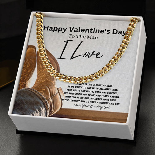 Happy Valentine's Day To The Man I Love Cuban Link Chain Necklace Gift For Mom, necklace For Wife, Gift For Mother's Day