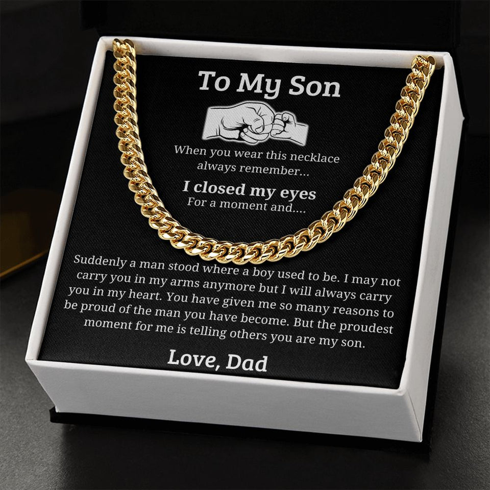 My Proudest Moment - Length Adjustable Cuban Link Chain For Son