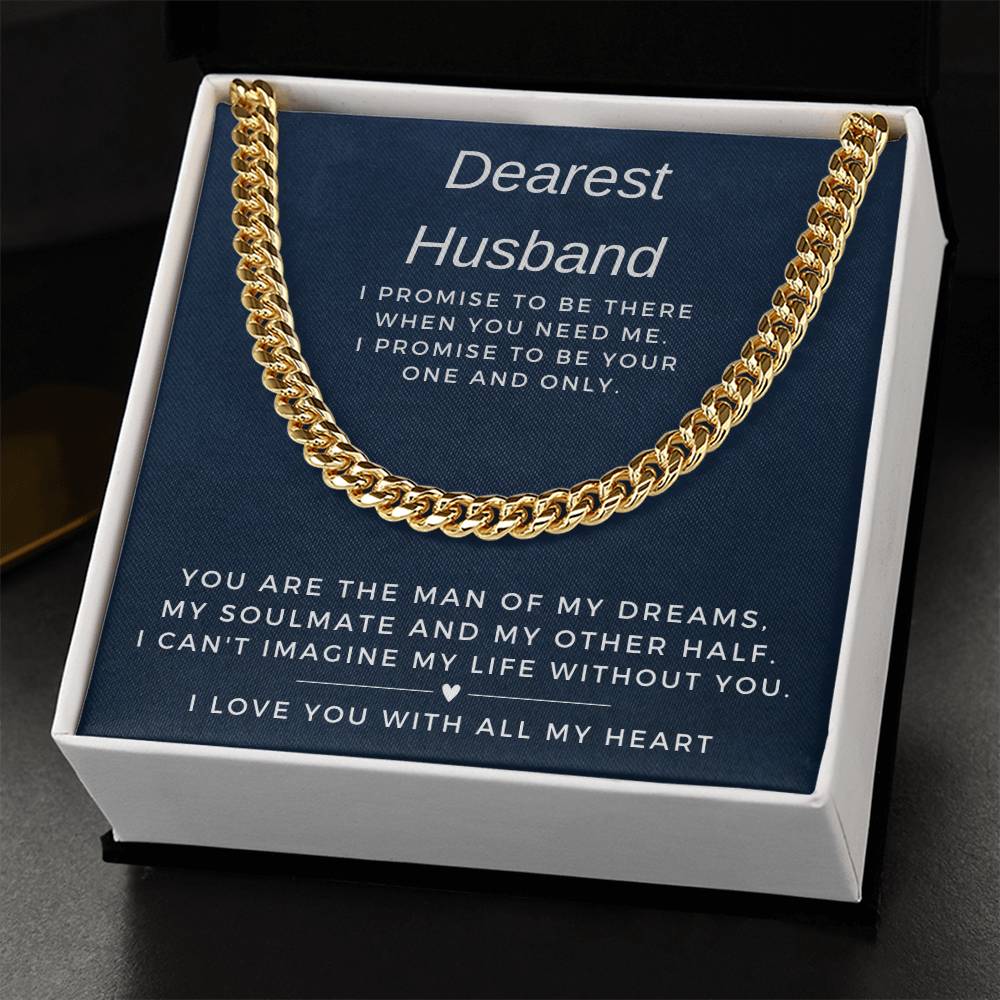 Dearest Husband Cuban Link Chain Necklace for Men