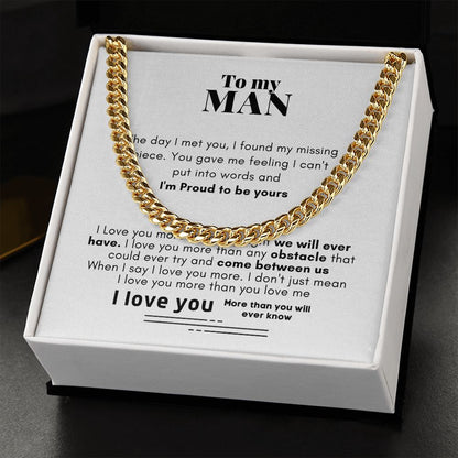 To My Man Cuban Link Chain Necklace - Gift for Man, Husband, Boyfriend, Necklace for Man