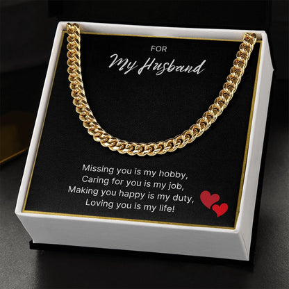 For My Husband necklace, Loving You Is My Life - Cuban Link Chain For Husband