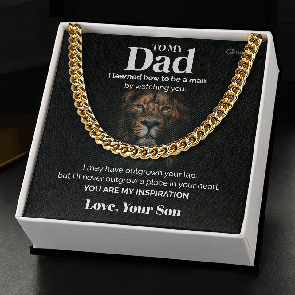 Pamaheart- To my Dad - My Inspiration - Cuban Link Chain, Gift For Man, Husband, Gift For Birthday, Christmas
