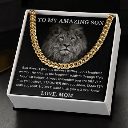Through Life's Toughest Battles - Length Adjustable Cuban Link Chain For Son