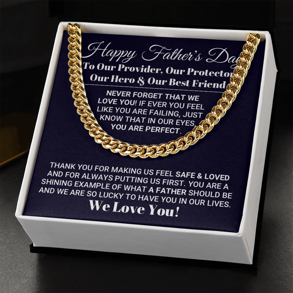 Our World Father's Day Necklace, Necklace for Father, Father's Day Gift, Best Gift idea for Father, Cuban Link Chain Necklace