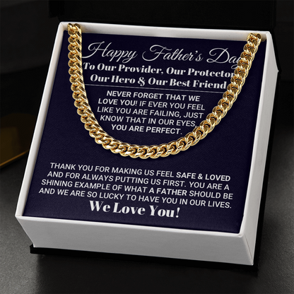 Our World Father's Day Necklace, Necklace for Father, Father's Day Gift, Best Gift idea for Father, Cuban Link Chain Necklace