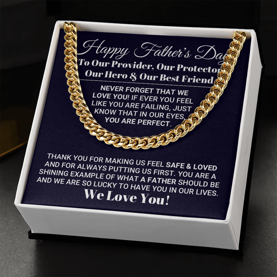 Our World Father's Day Necklace, Necklace for Father, Father's Day Gift, Best Gift idea for Father, Cuban Link Chain Necklace