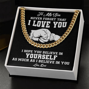 My Son | Never Forget - Cuban Link Chain Gift For Mom, necklace For Wife, Gift For Mother's Day