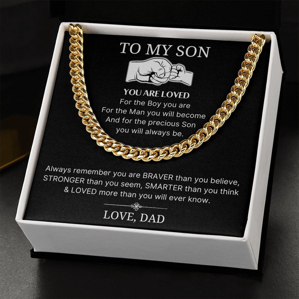 Loved More Than You Will Ever Know - Length Adjustable Cuban Link Chain For Son