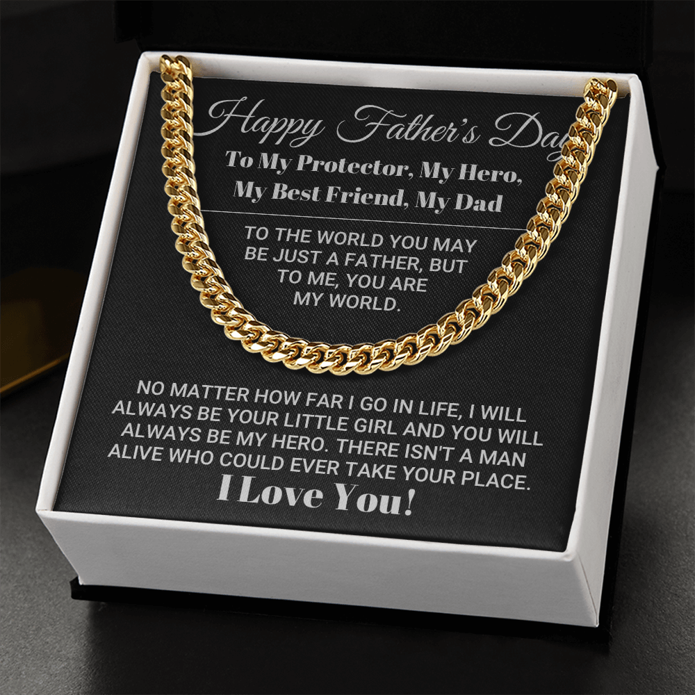 Cuban Link Chain Necklace Gift for Dad - My Dad My World Father's Day Gift, Necklace for Father