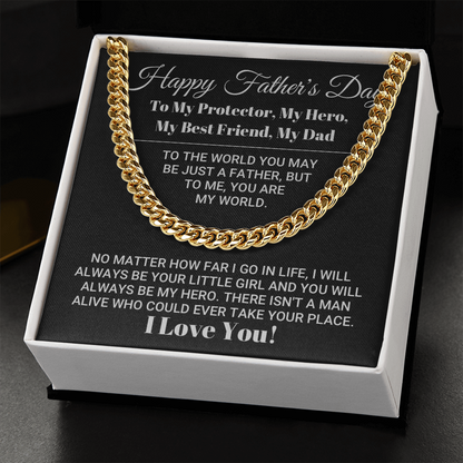 Cuban Link Chain Necklace Gift for Dad - My Dad My World Father's Day Gift, Necklace for Father