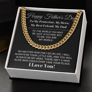 Cuban Link Chain Necklace Gift for Dad - My Dad My World Father's Day Gift, Necklace for Father