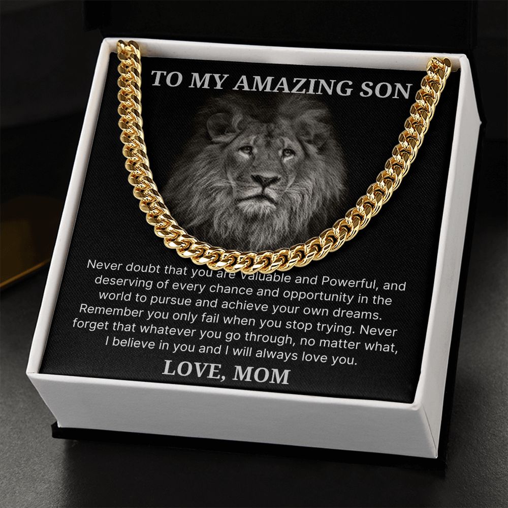 Never Doubt - Length Adjustable Cuban Link Chain For Son