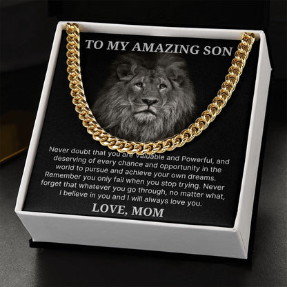 Never Doubt - Length Adjustable Cuban Link Chain For Son