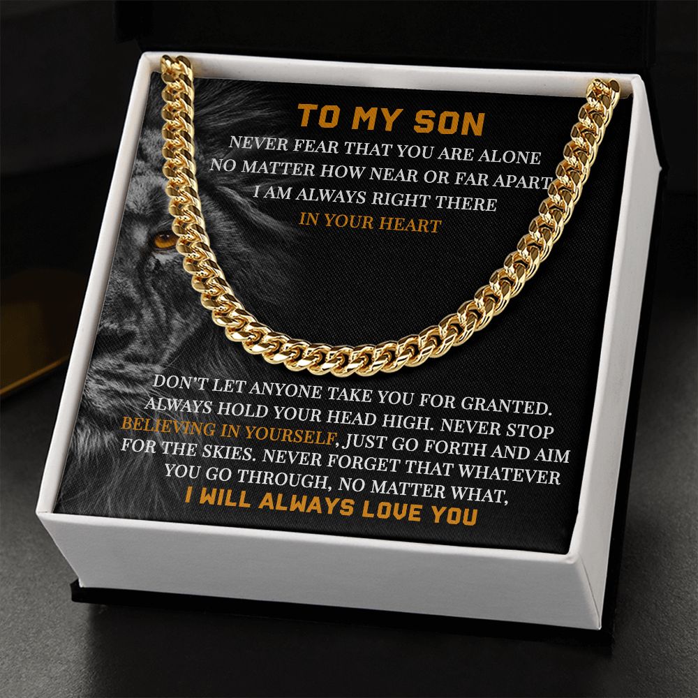 To My Son - Hold Your Head High, Cuban Link Chain Gift