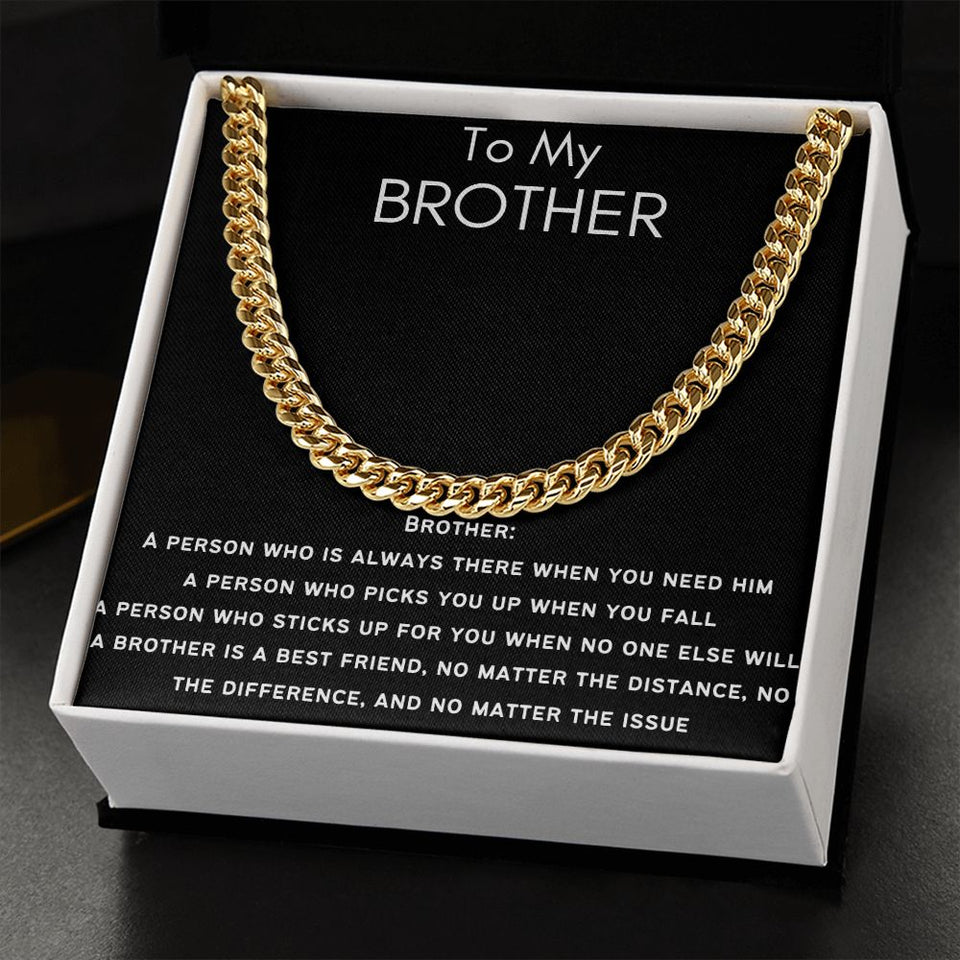 To My Brother - Cuban Link Chain - Always There - Black Card Gift For Mom, necklace For Wife, Gift For Mother's Day