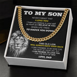 To My Son From Dad | When Life Tries To Knock You Down | Cuban Link Chain Necklace