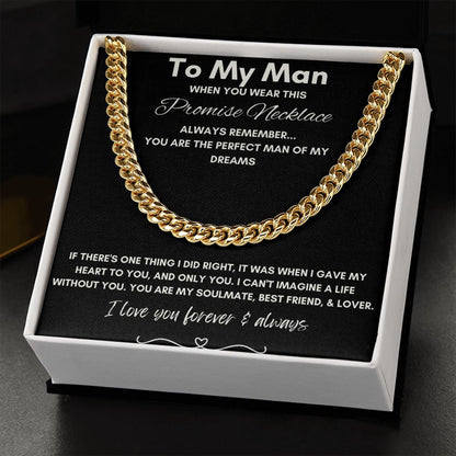 To My Man - Cuban Link Chain - Promise Gift For Mom, necklace For Wife, Gift For Mother's Day