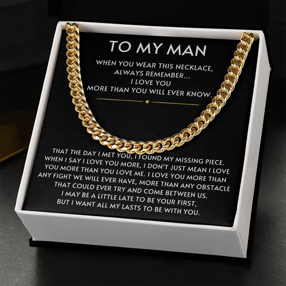 To my Man- Always Remember Cuban Link Chain-Black