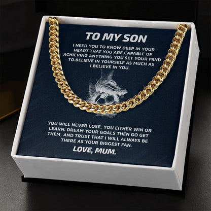 Cuban Link chain For Son Gift for your Football Player Gift For Mom, necklace For Wife, Gift For Mother's Day