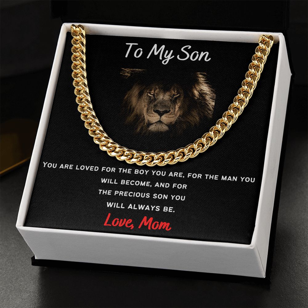 To My Son From Mom - Cuban Necklace Gift For Mom, necklace For Wife, Gift For Mother's Day