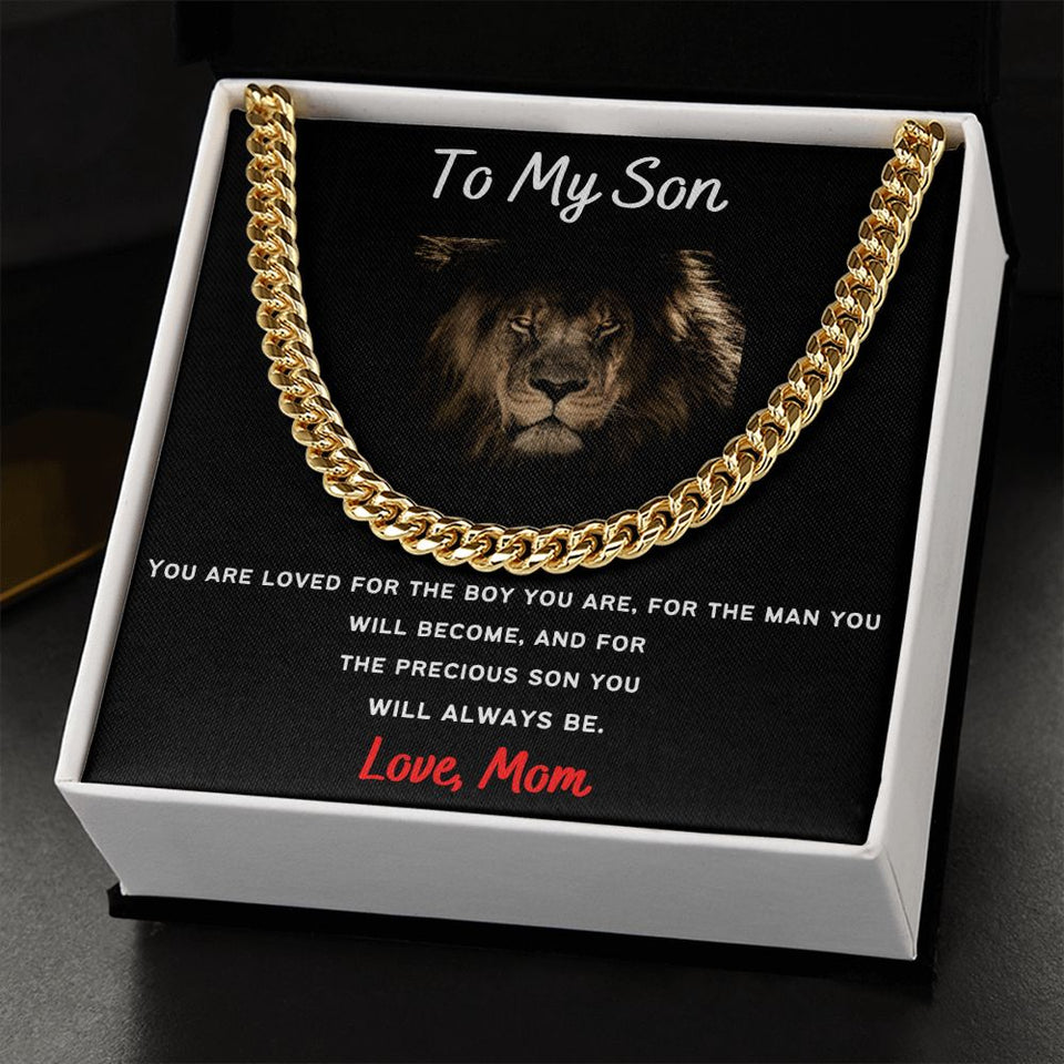 To My Son From Mom - Cuban Necklace Gift For Mom, necklace For Wife, Gift For Mother's Day