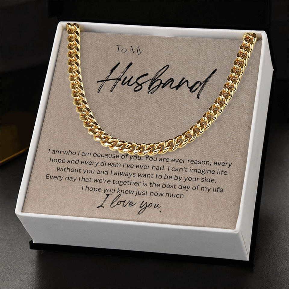To My Husband Cuban Chain Link Necklace Gift For Mom, necklace For Wife, Gift For Mother's Day