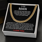 To My Man Cuban Link Chain (Stainless Steel) Gift For Mom, necklace For Wife, Gift For Mother's Day