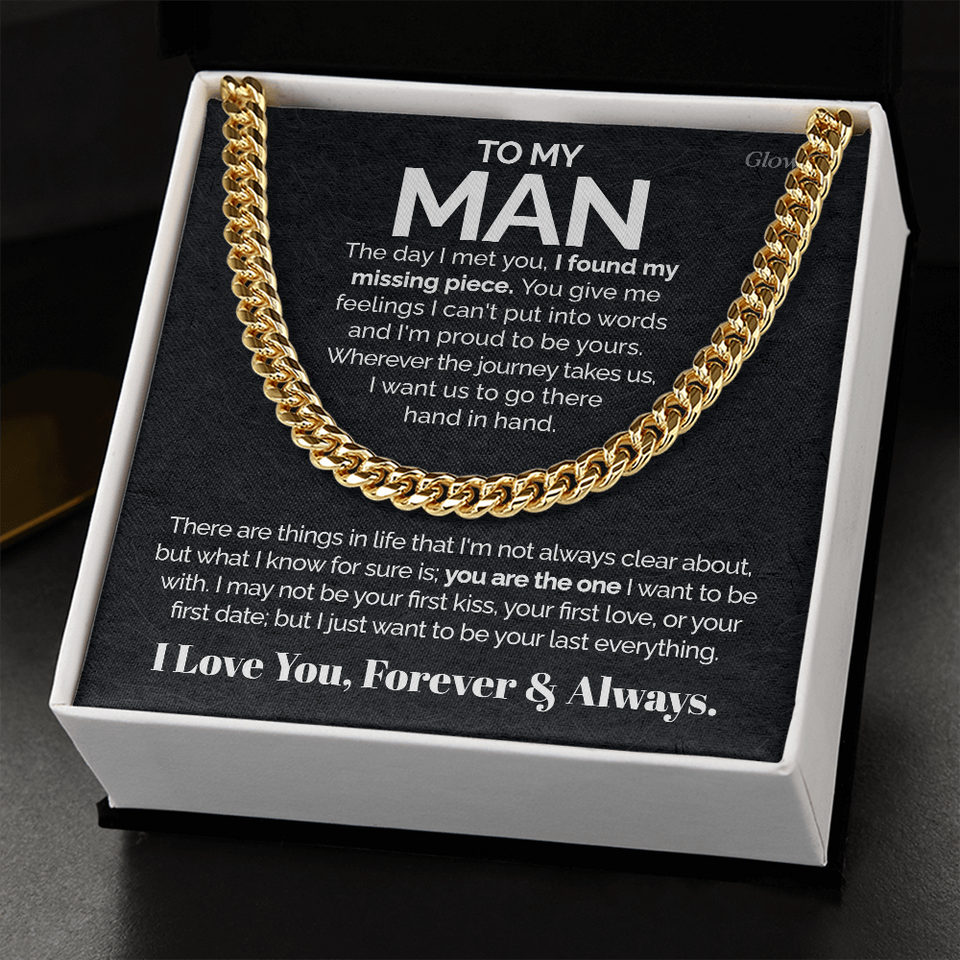 Pamaheart- To my Man - I found my missing piece - Cuban Link Chain, Gift For Man, Husband, Gift For Birthday, Christmas