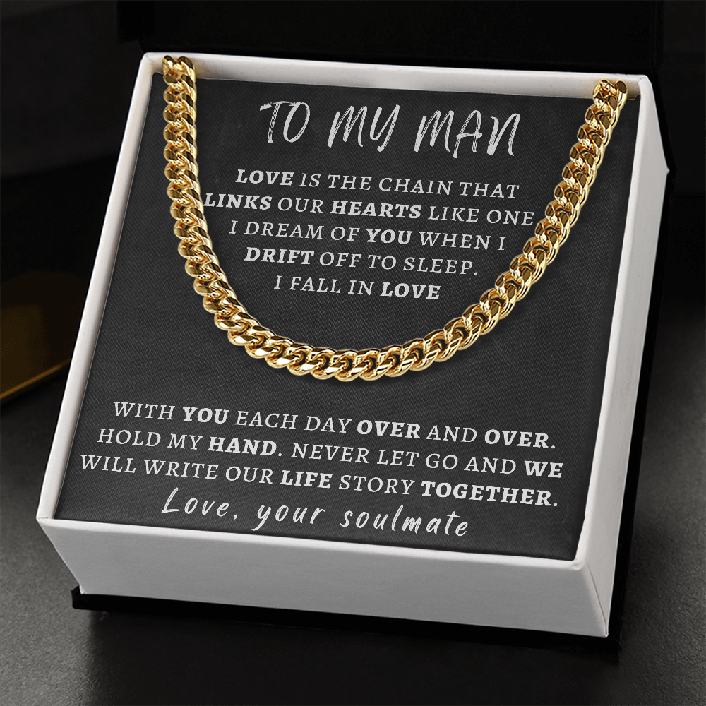 Necklace for Man - We Will Write Our Life Story Together, Birthday Gift for Man, Anniversary Gift, Cuban Link Chain Necklace