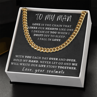 Necklace for Man - We Will Write Our Life Story Together, Birthday Gift for Man, Anniversary Gift, Cuban Link Chain Necklace