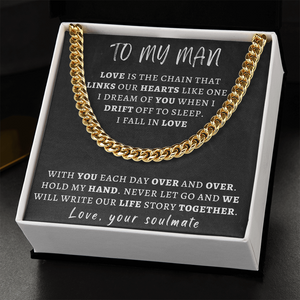 Necklace for Man - We Will Write Our Life Story Together, Birthday Gift for Man, Anniversary Gift, Cuban Link Chain Necklace