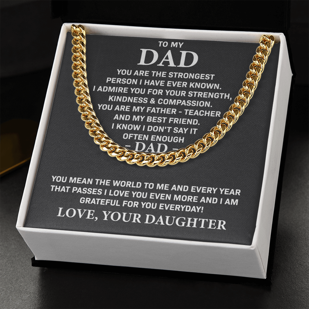 To My Dad - You are my father teacher and my best friend, Gift for Dad, Birthday Gift, Father's Day Gift, Cuban Link Chain Necklace