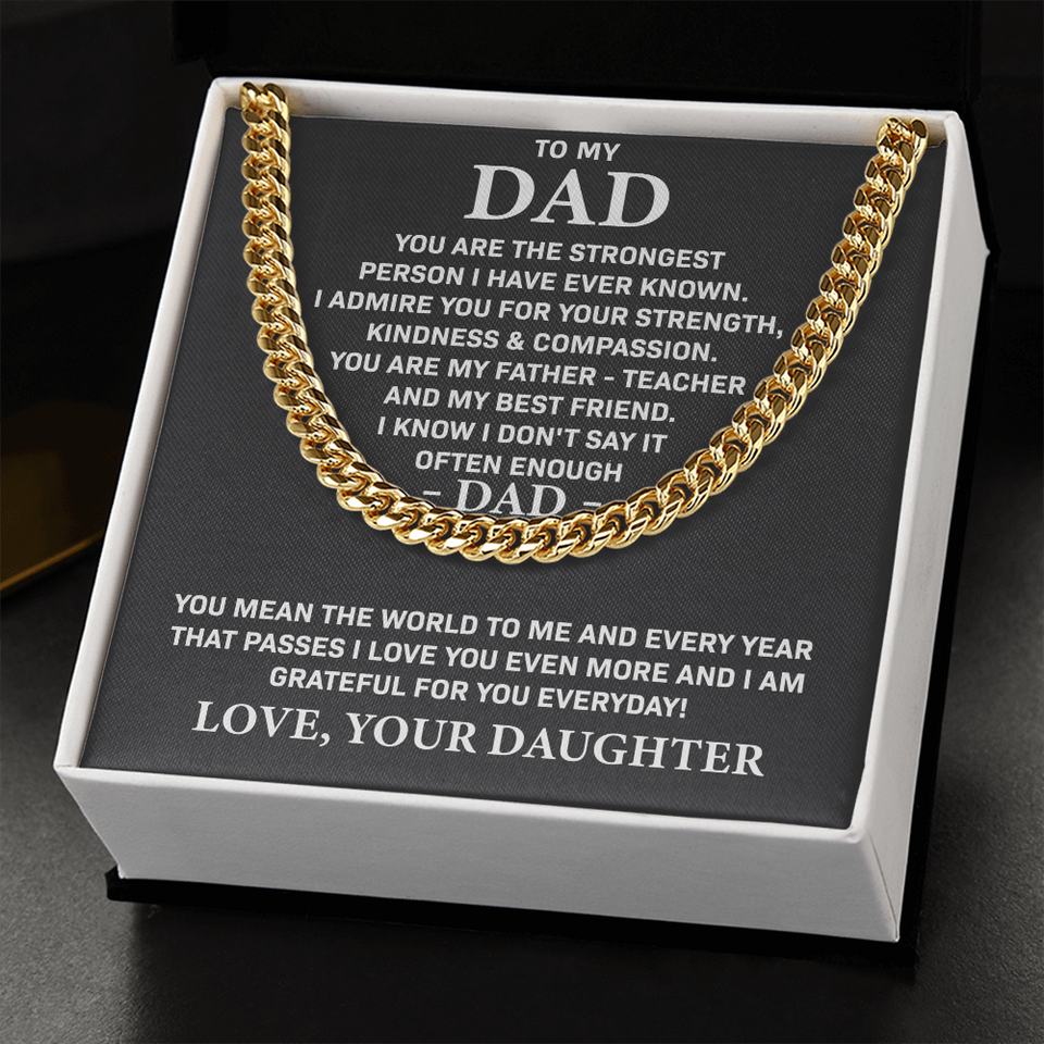 To My Dad - You are my father teacher and my best friend, Gift for Dad, Birthday Gift, Father's Day Gift, Cuban Link Chain Necklace