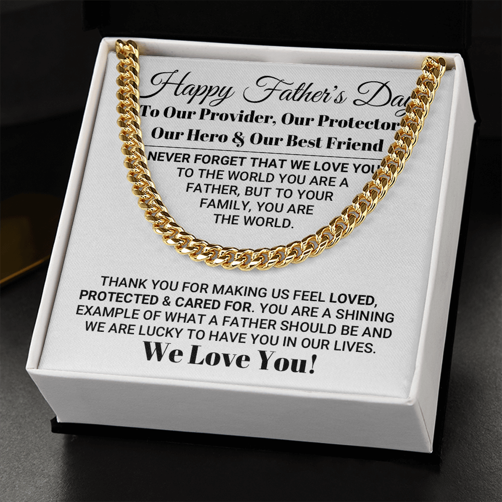 Necklace for Dad Our World Father's Day Necklace, Birthday Gift, Father's Day Gift, Necklace for Father, Cuban Link Chain Necklace