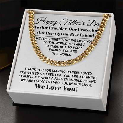 Necklace for Dad Our World Father's Day Necklace, Birthday Gift, Father's Day Gift, Necklace for Father, Cuban Link Chain Necklace