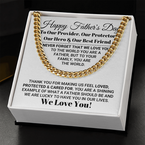 Necklace for Dad Our World Father's Day Necklace, Birthday Gift, Father's Day Gift, Necklace for Father, Cuban Link Chain Necklace