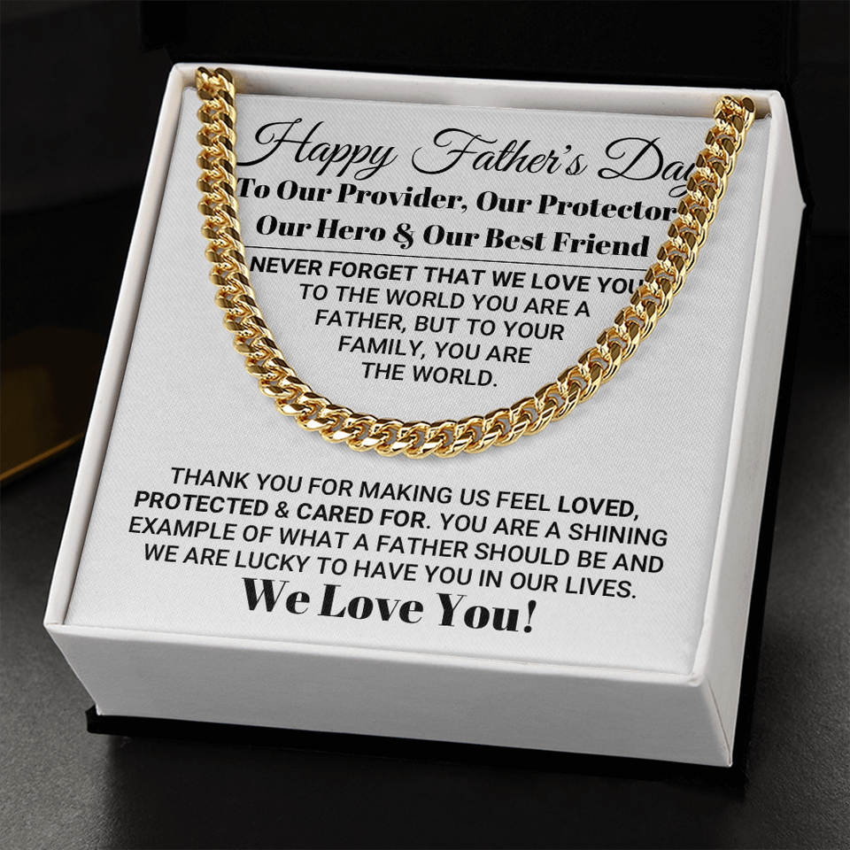 Necklace for Dad Our World Father's Day Necklace, Birthday Gift, Father's Day Gift, Necklace for Father, Cuban Link Chain Necklace