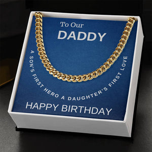 Daddy Happy Birthday Cuban Link Chain Men's Necklace