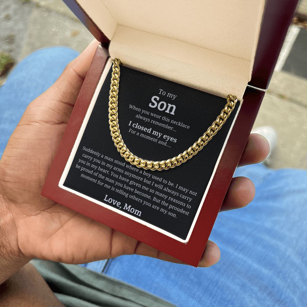 A Man Stood Where A Boy Used to Be - Length Adjustable Cuban Link Chain For Son