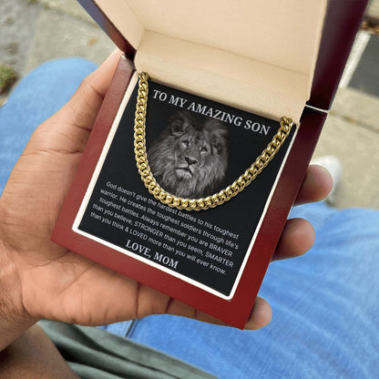 Through Life's Toughest Battles - Length Adjustable Cuban Link Chain For Son