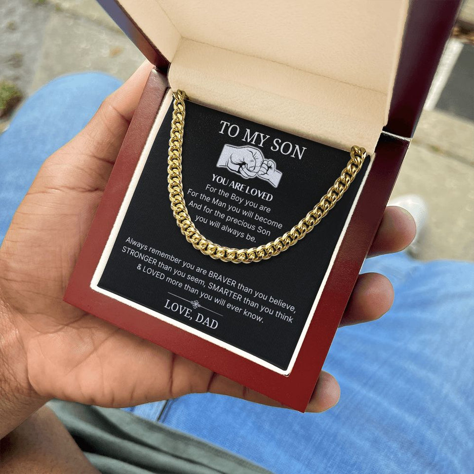 Loved More Than You Will Ever Know - Length Adjustable Cuban Link Chain For Son