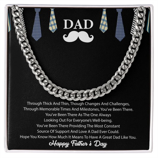 Personalized Father's Day Gift Necklace for Dad, Love Your, Daughter and Son - Cuban Link Chain