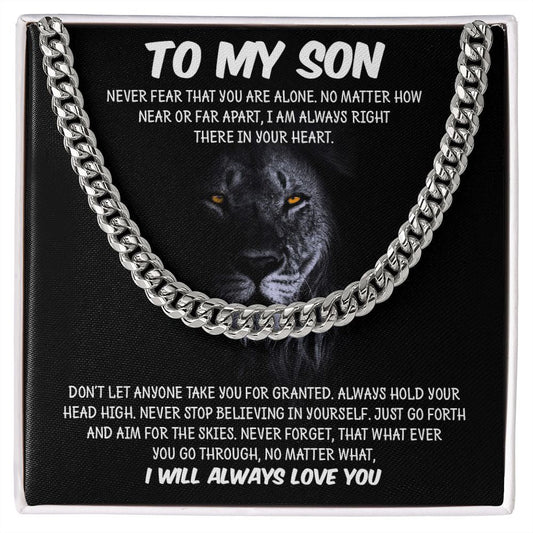 My Son | Never Fear - Cuban Link Chain Gift For Mom, necklace For Wife, Gift For Mother's Day