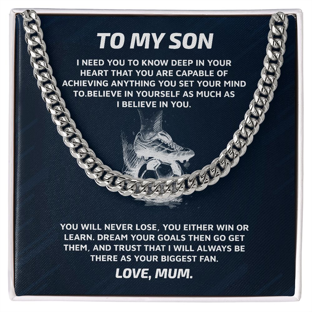 Cuban Link chain For Son Gift for your Football Player Gift For Mom, necklace For Wife, Gift For Mother's Day