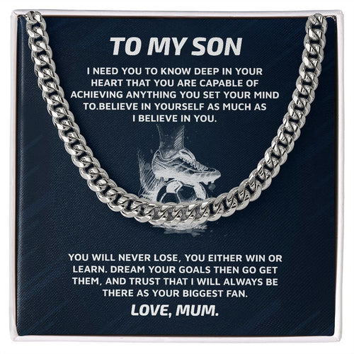 Cuban Link chain For Son Gift for your Football Player Gift For Mom, necklace For Wife, Gift For Mother's Day