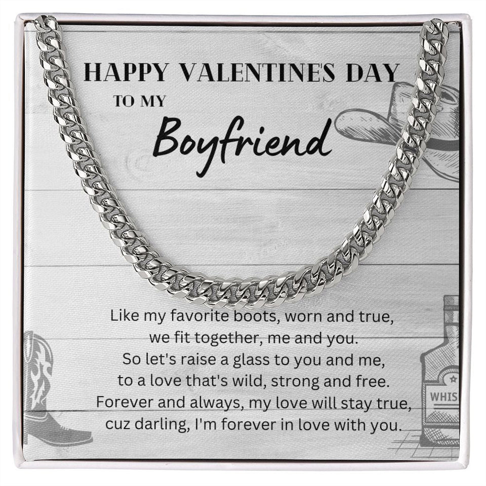 Happy Valentine's Day To My Boyfriend Cuban Link Chain Necklace Gift For Mom, necklace For Wife, Gift For Mother's Day