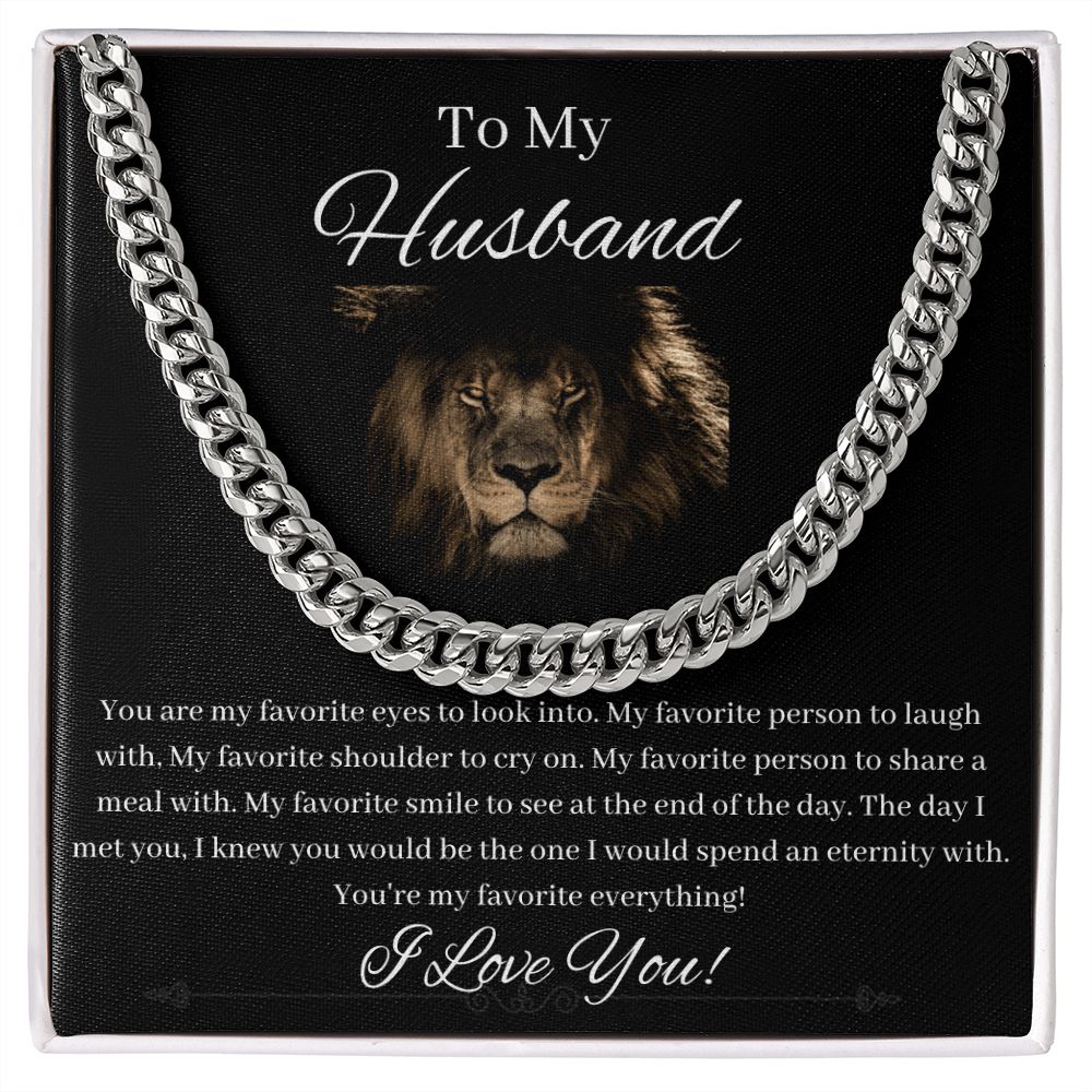 To My Husband - My Favorite Everything - Cuban Link Chain Gift For Mom, necklace For Wife, Gift For Mother's Day
