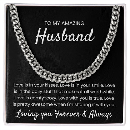 Love Is In Your Kisses - Length Adjustable Cuban Link Chain For Husband