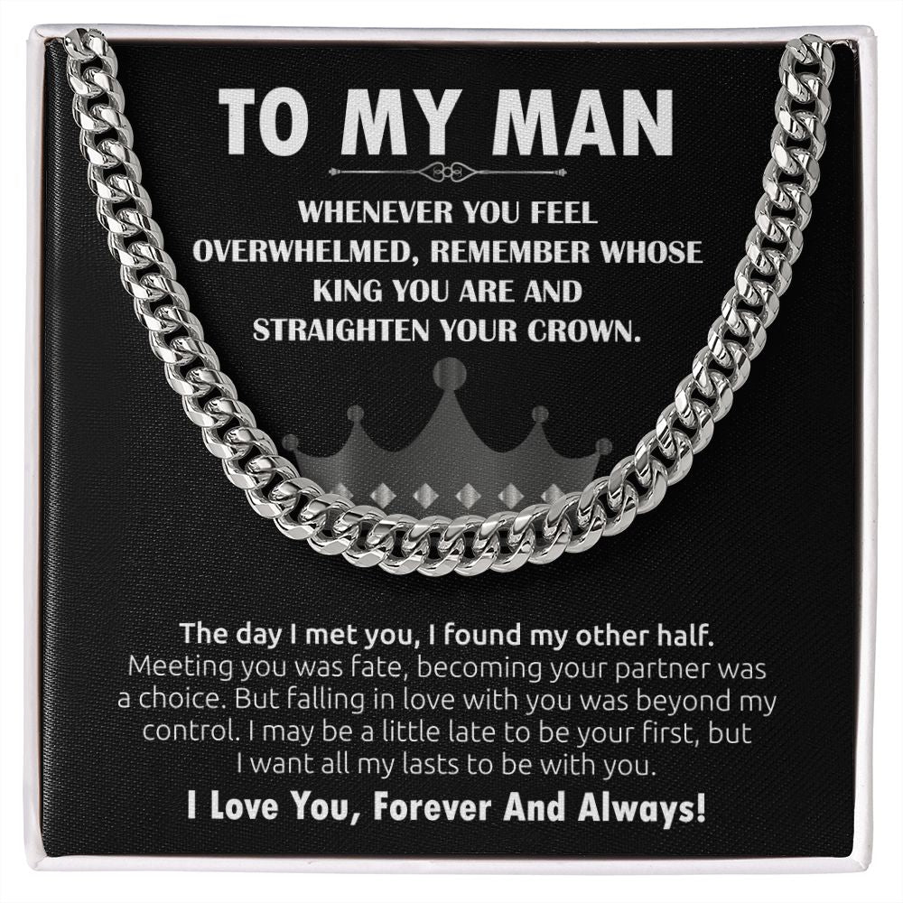 To My Man Cuban Link Chain (King) Gift For Mom, necklace For Wife, Gift For Mother's Day