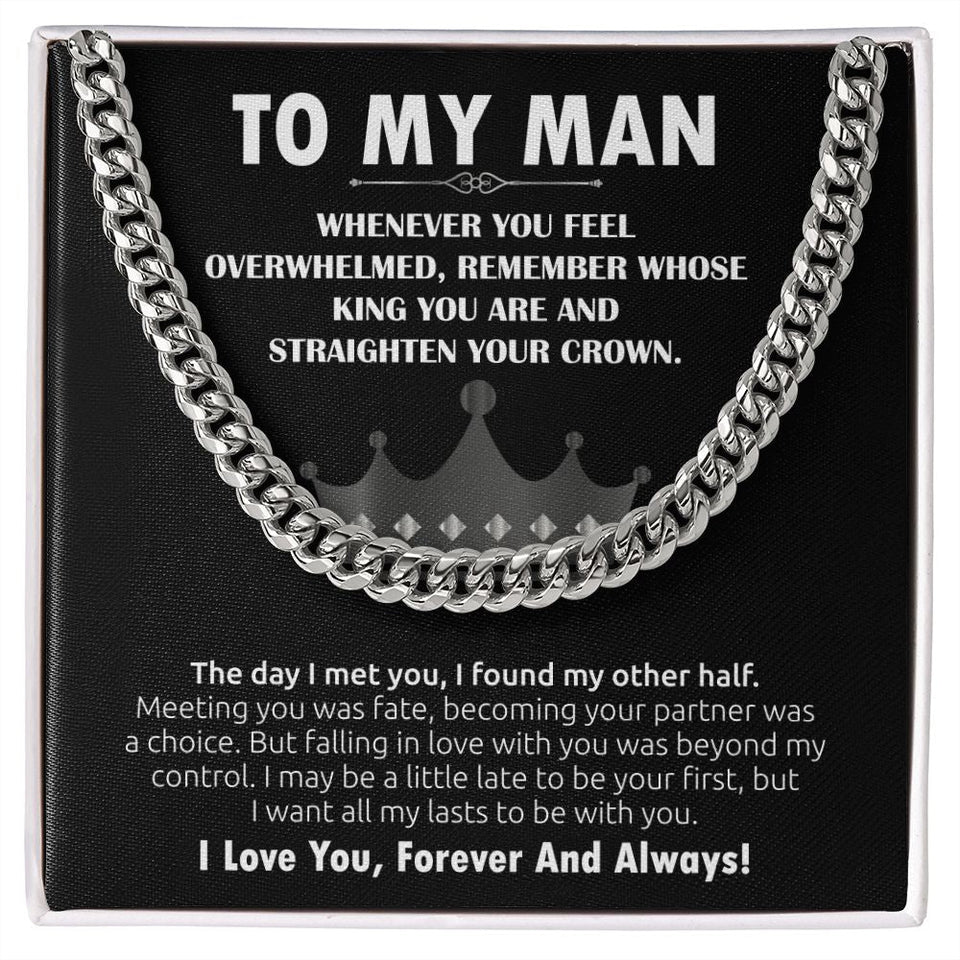 To My Man Cuban Link Chain (King) Gift For Mom, necklace For Wife, Gift For Mother's Day